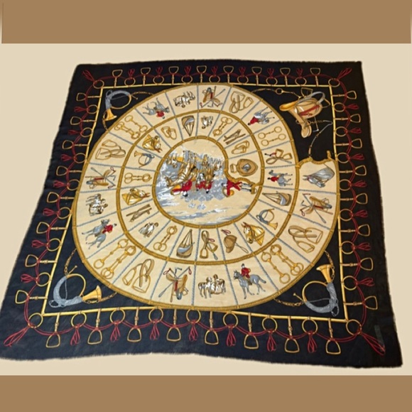 Vintage Equestrian Hunting Scarf Classic  Symphony Scarfs Made in Italy - Picture 2 of 12